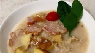 【オートミールレシピ】レンジで簡単！美味しくダイエット！リンゴとベーコンのリゾット　Diet with oatmeal!  Risotto with apples and bacon#shorts