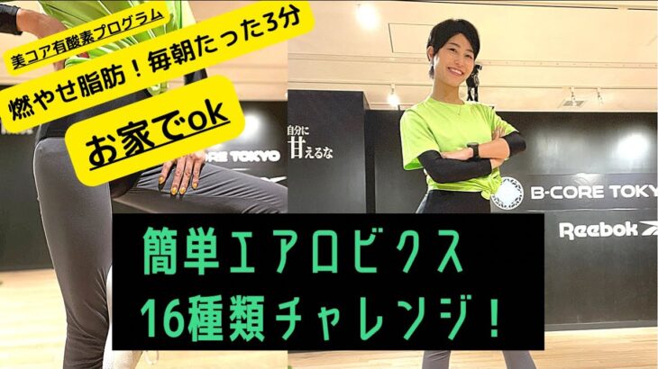 【燃やそ！脂肪！！】B-CORETOKYO簡単エアロビクス！毎朝3分チャレンジ！全身脂肪を燃やそう！#有酸素運動  #山口絵里加 #エアロビクス  #ダイエット